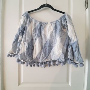 Tularosa Off the Sholder Blue Check with Poms